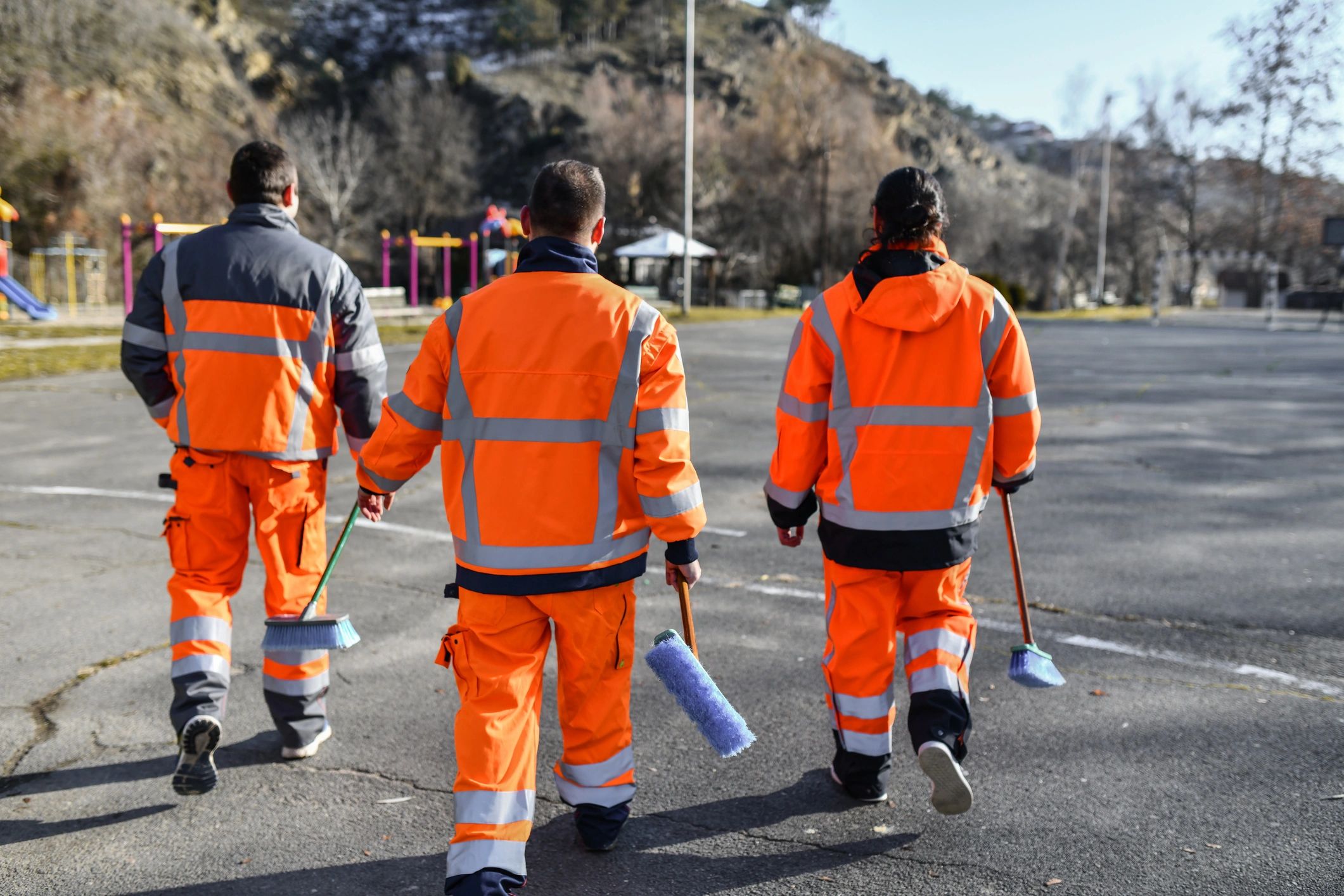 Dirt Hustlers style cleanup crew standing together ready for the workday