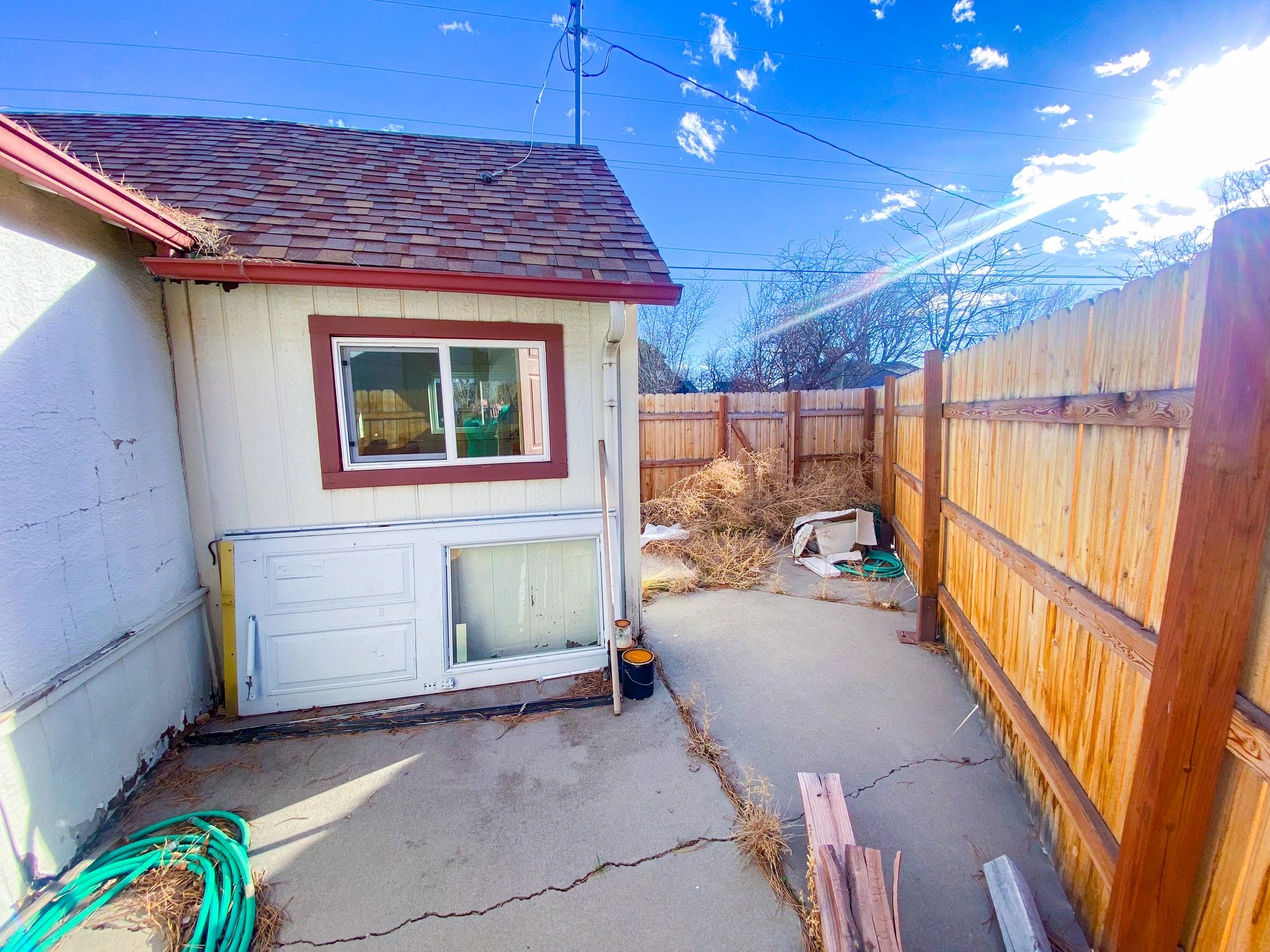Residential property ready for cleanup and junk pickup