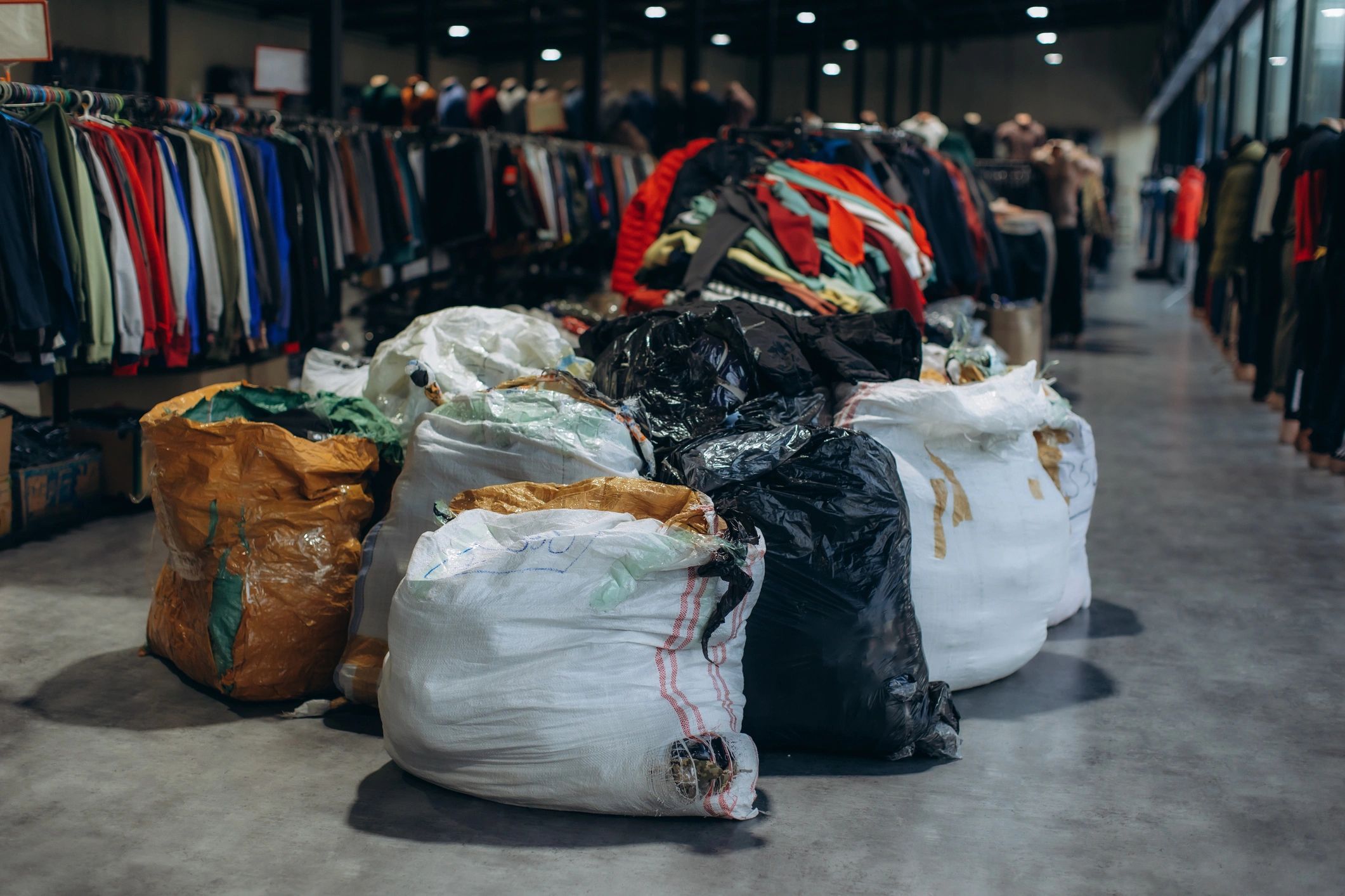 Bags and materials ready for removal and sorting